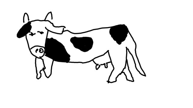 お絵かきアプリで描いた牛の絵